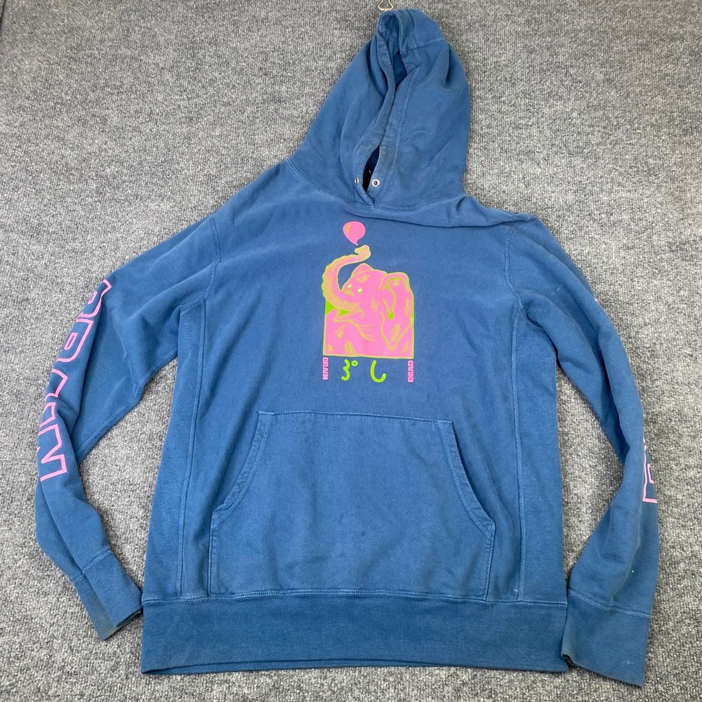 Brain Dead Blue Elephant Graphic Pullover Hoodie Mens Streetwear Pink Logo